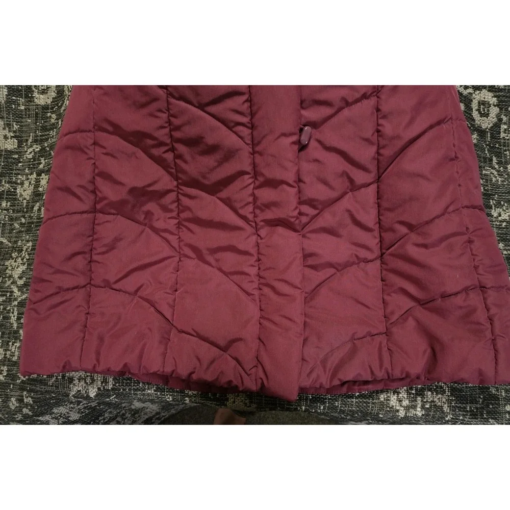 VTG Bibi‎ Bros Women's Maroon Quilted Puffer Long Coat Jacket Vintage Y2K Korea